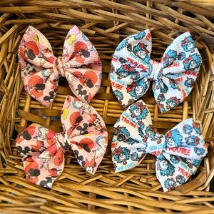 Kids Hair Bow Set - Pink, Blue, Red